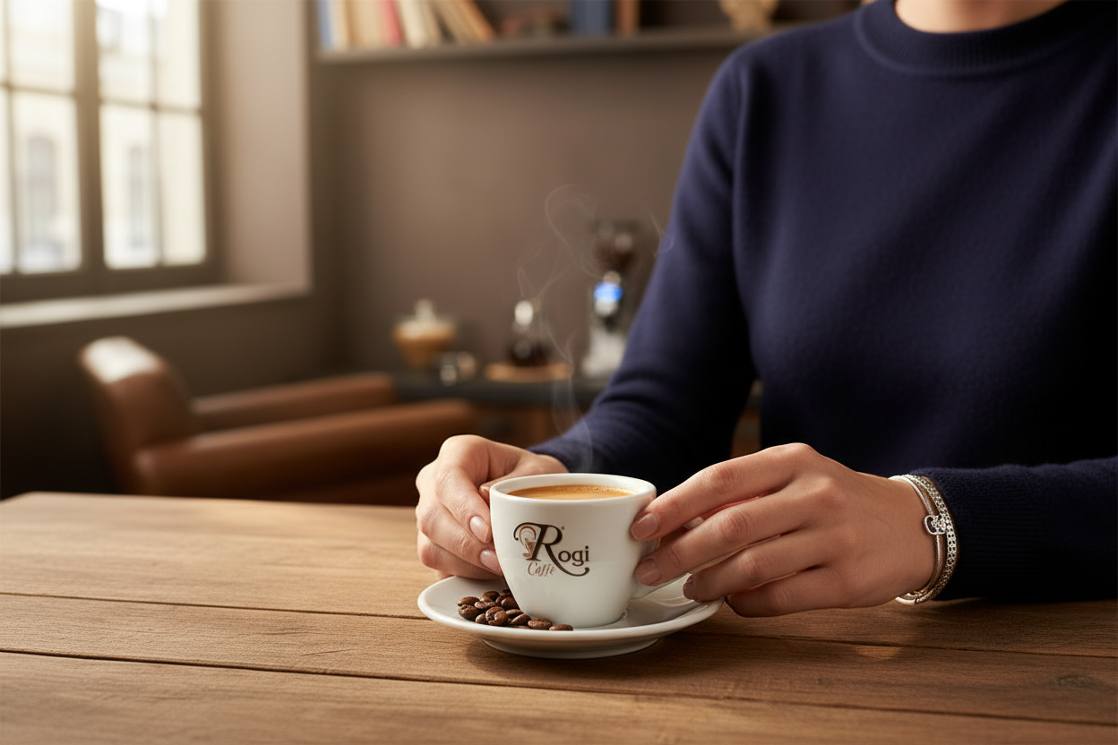 Signora con caffè Rogi